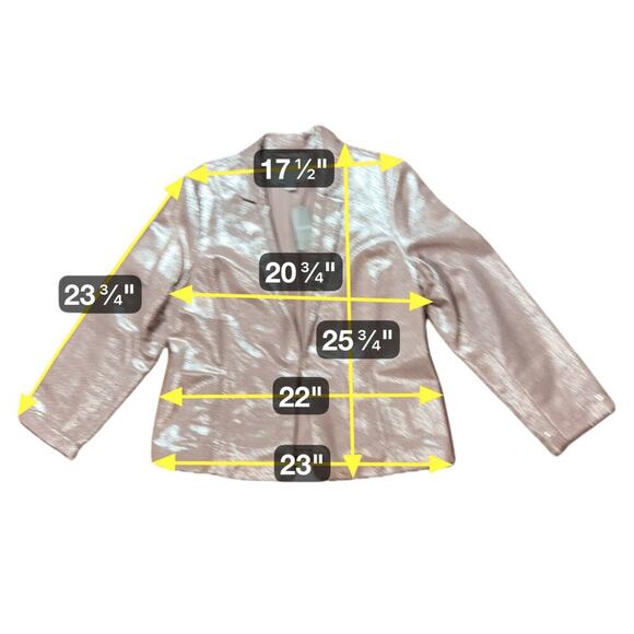 NWT Chico’s Glimmering Blazer Womens Blush Pink Metallic Sheen Jacket Sz 2 (12) - Picture 8 of 8